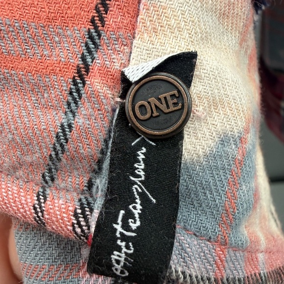 Free People X One teaspoon Split Flannel Hooded Top Size m Grunge Distress NWT - Picture 9 of 13